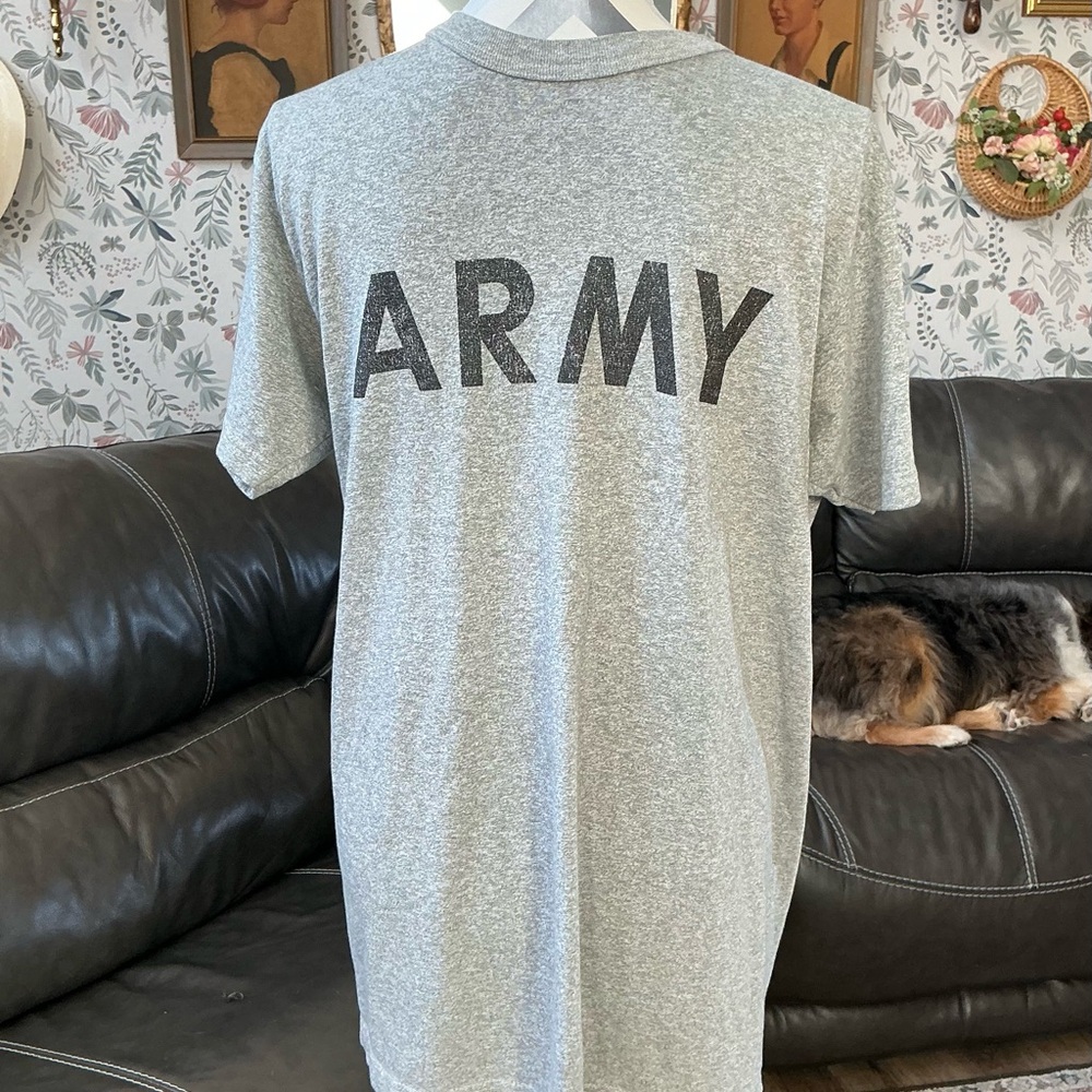 Vintage Army Shirt Mens XL Military Uniform Single Stitch Gray Jersey Tee